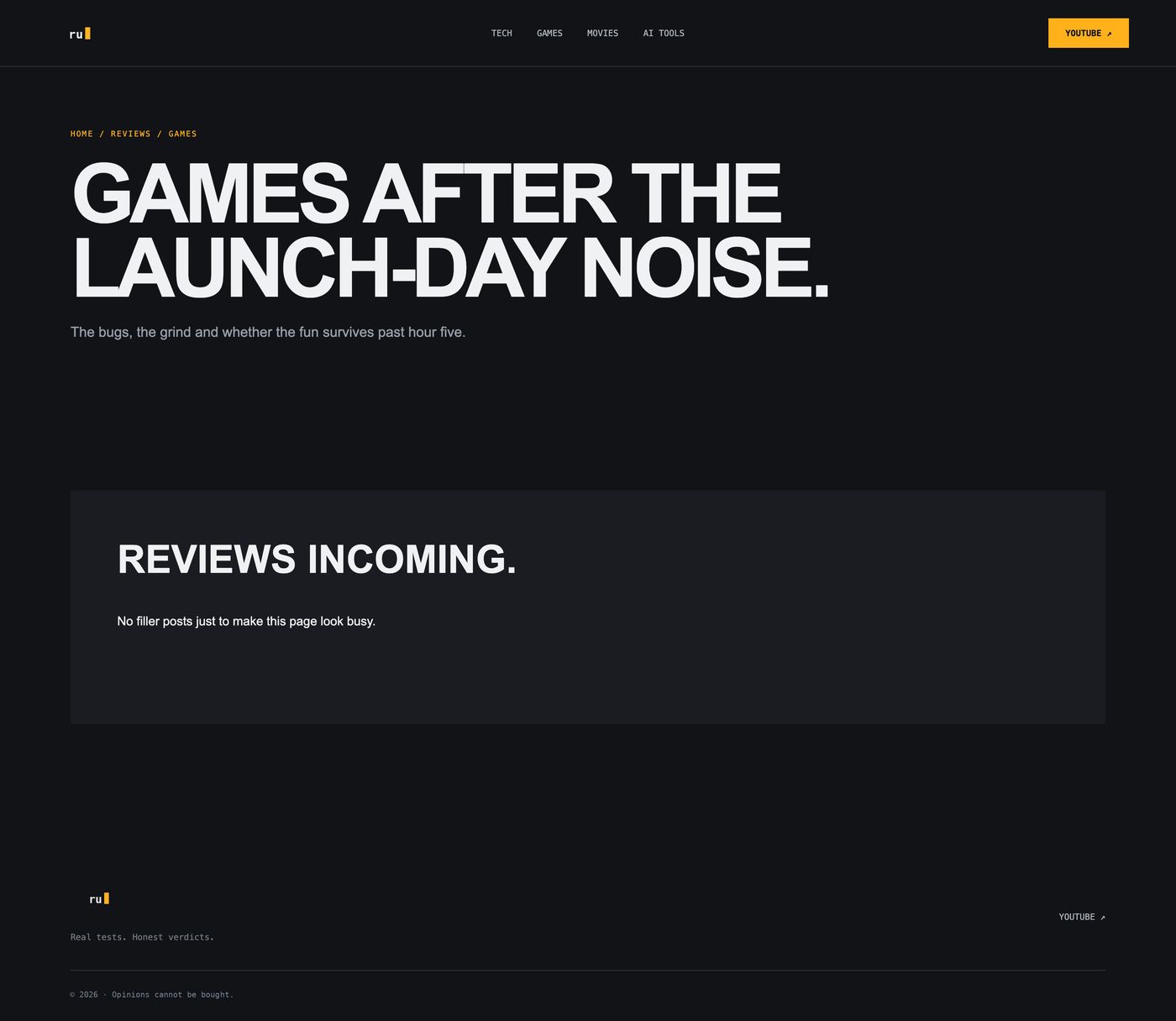 Review Unbiased Games category hub